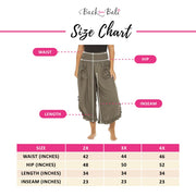Back From Bali Womens Plus Size Cropped Wide Leg Pants Boho Harem Beach Pants Comfy Elastic Waist and Pockets