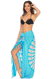 Back From Bali Womens Sarong Beach Swimsuit Bikini Cover up Wrap Peacock & Clip