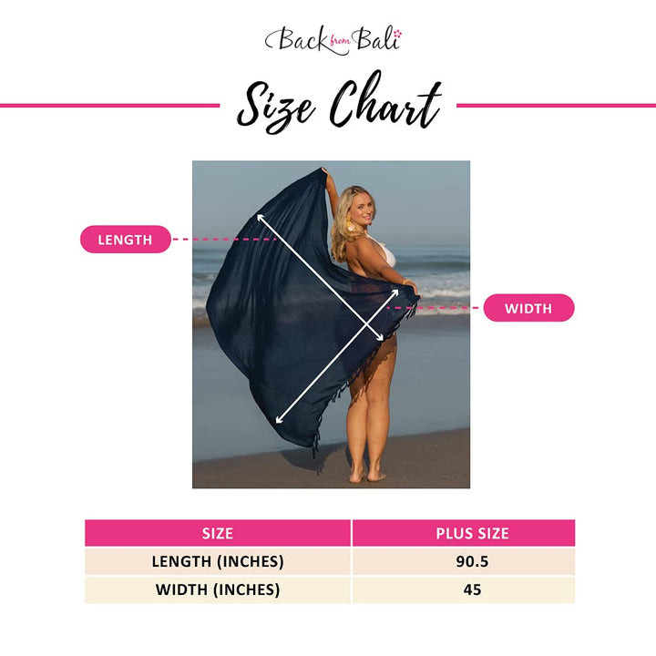 Plus Size Solid Sarong Wrap with Fringe & Coconut Clip