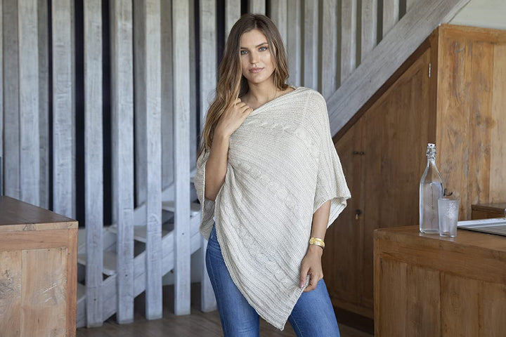 Soft Cable Knit Poncho Sweater