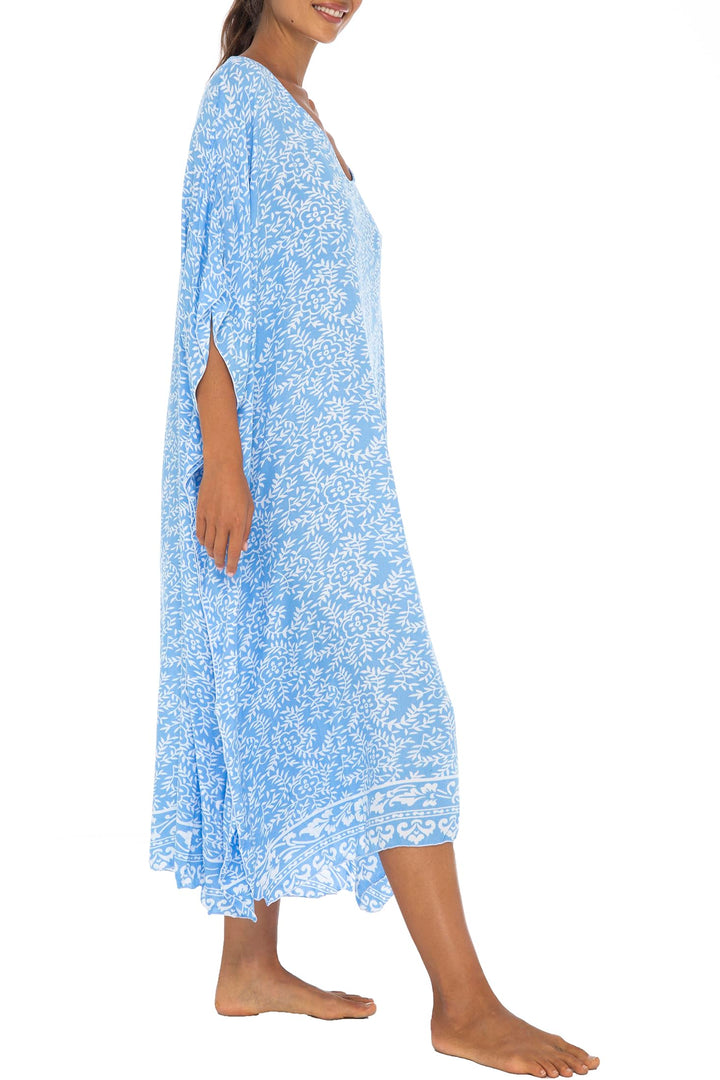 Maxi Floral Print Cover Up Caftan Dress