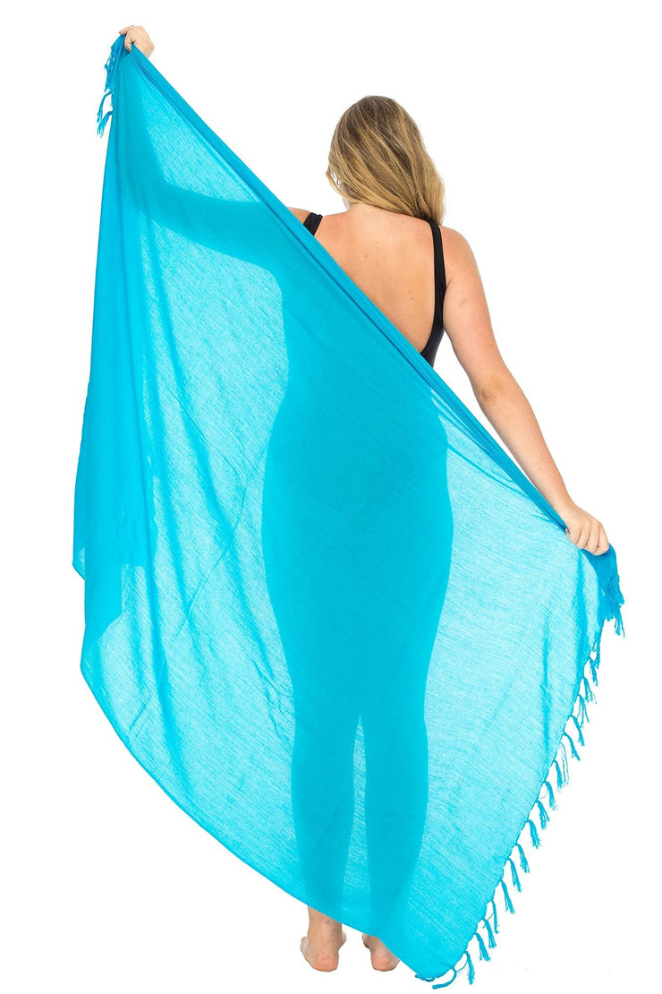 Back From Bali Womens Plus Size Sarong Swimsuit Cover Up Solid Beach Wear Bikini Wrap Skirt with Coconut Clip