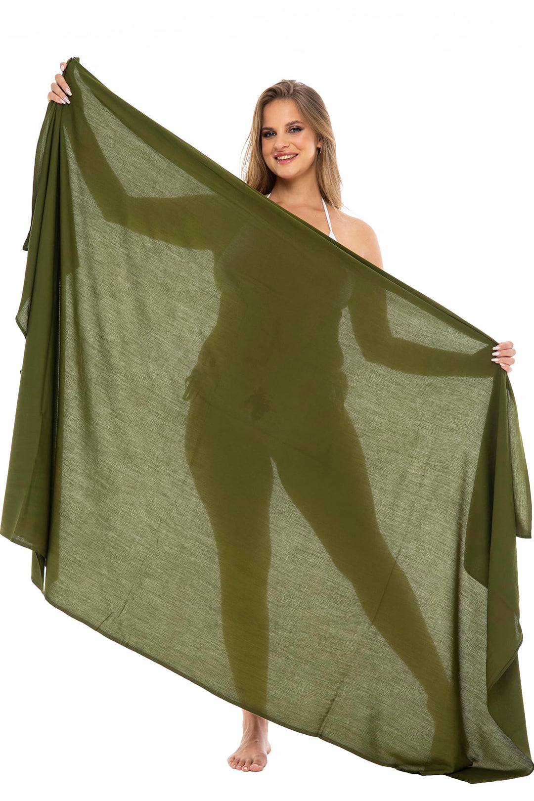 Plus Size Solid Sarong Cover Up with Coconut Clip