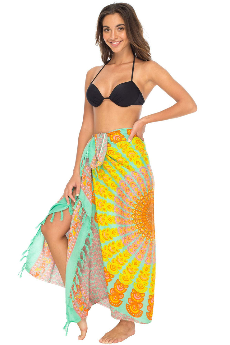 Back From Bali Womens Sarong Beach Swimsuit Bikini Cover up Wrap Peacock & Clip