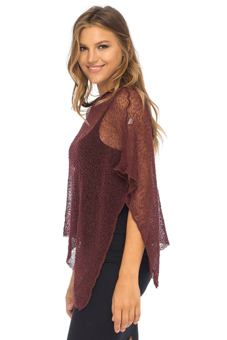 Back From Bali Women's Sheer Poncho Shrug Lightweight Shrug Pullover Sweater