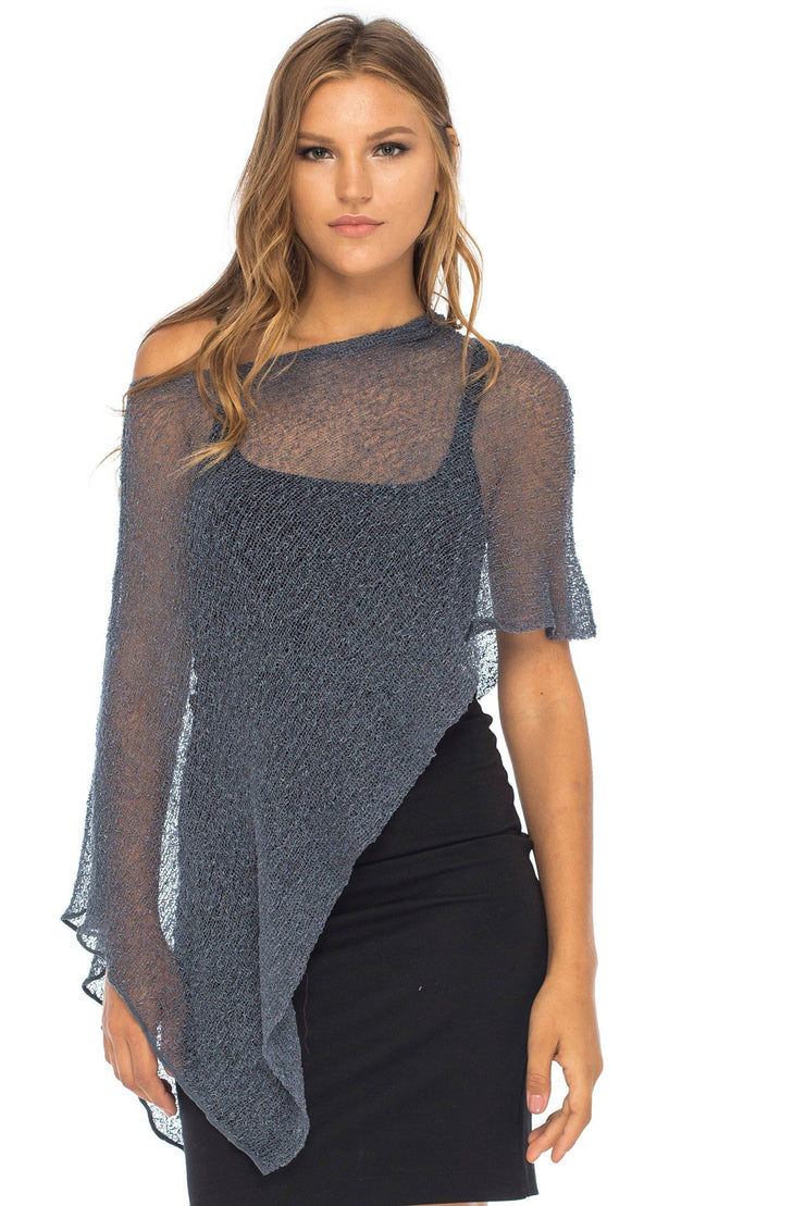 Back From Bali Women's Sheer Poncho Shrug Lightweight Shrug Pullover Sweater