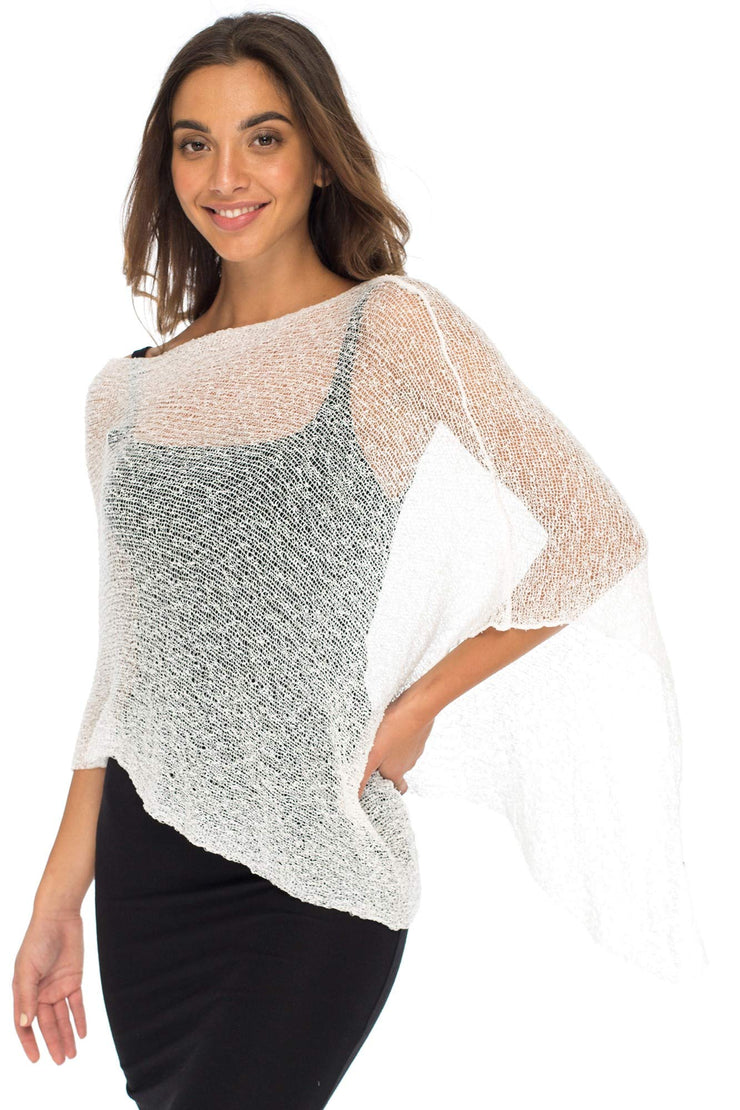 Back From Bali Women's Sheer Poncho Shrug Lightweight Shrug Pullover Sweater