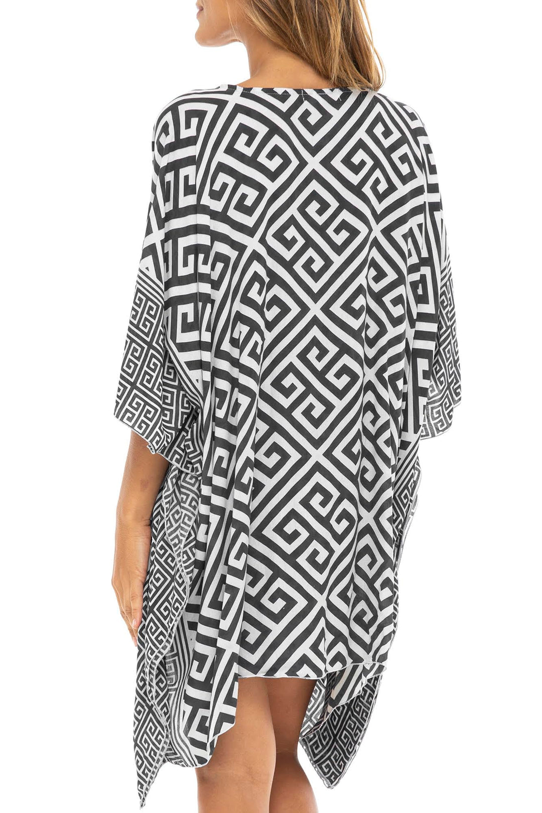 beach dress cover ups Short Loose Print Cover Up Caftan – Back from Bali