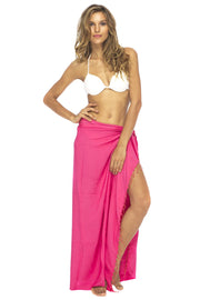 Back From Bali Womens Beaded Sarong Swimsuit Cover Up Wrap with Coconut Clip