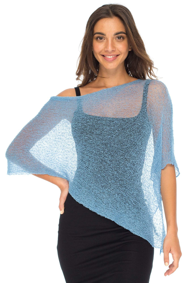 Back From Bali Women's Sheer Poncho Shrug Lightweight Shrug Pullover Sweater