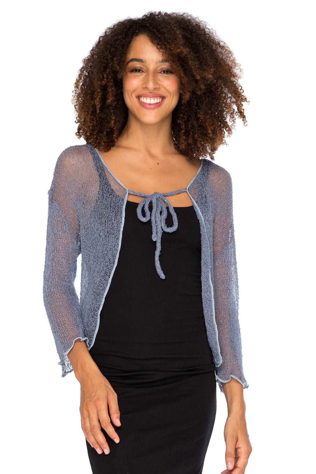 Cropped Bolero Cardigan Shrug with Ties