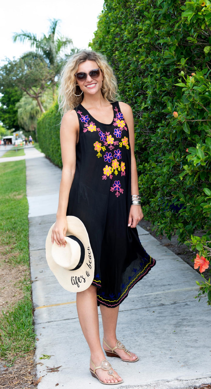 Sleeveless Embroidered Summer Sundress Cover Up