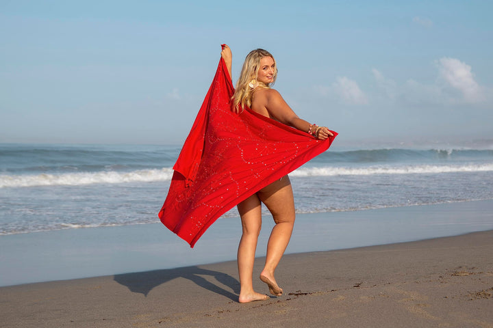 Plus Size Embroidered Sarong Wrap & Coconut Clip