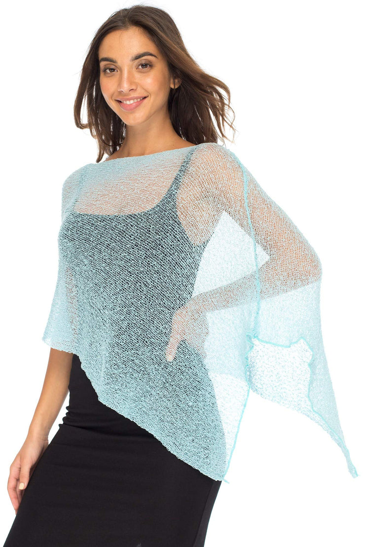 Back From Bali Women's Sheer Poncho Shrug Lightweight Shrug Pullover Sweater