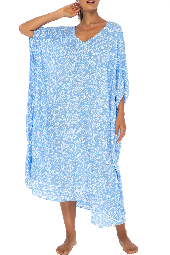 Maxi Floral Print Cover Up Caftan Dress