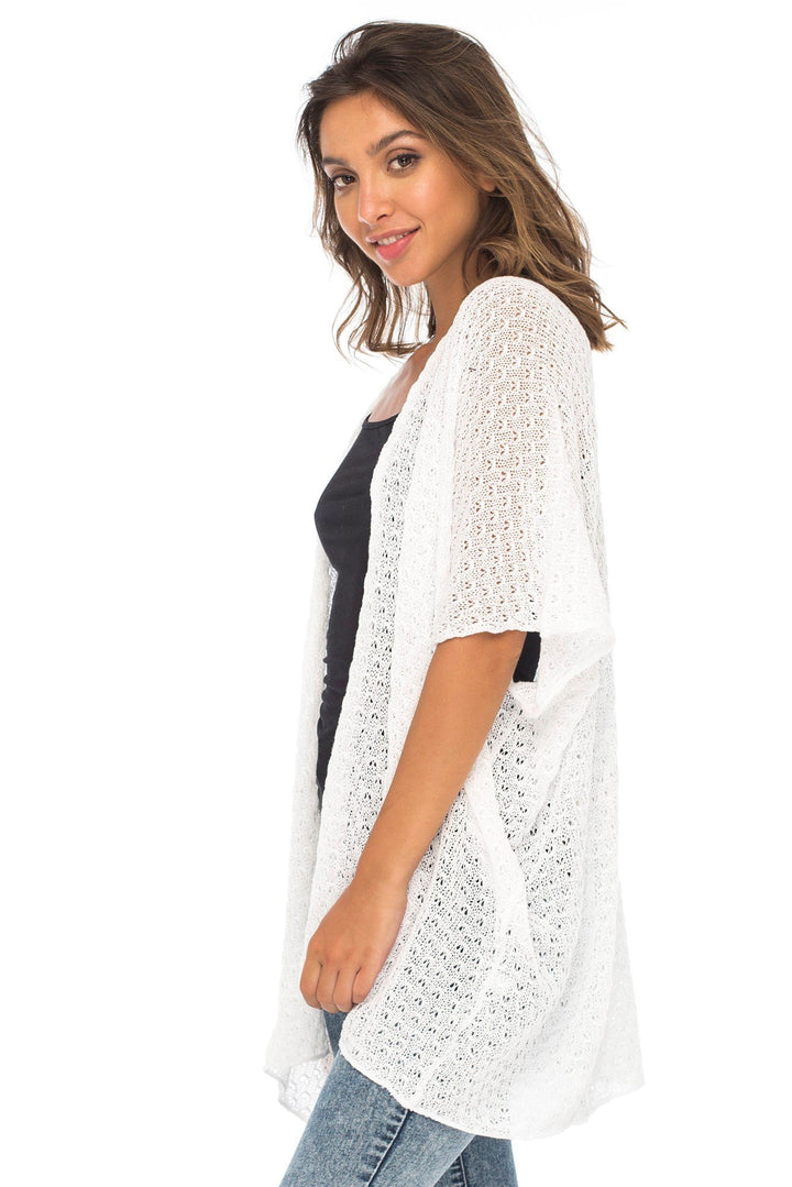 Cotton Open Front Short Sleeve Sweater
