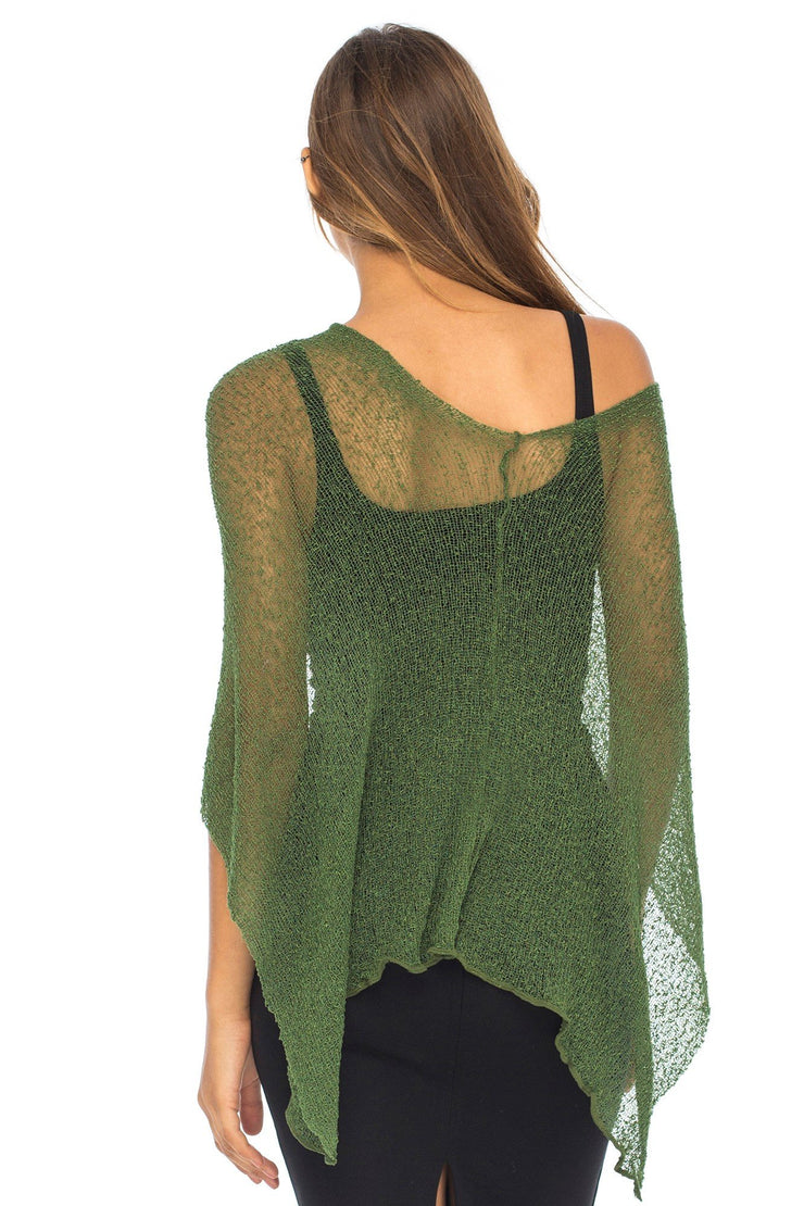 Back From Bali Women's Sheer Poncho Shrug Lightweight Shrug Pullover Sweater