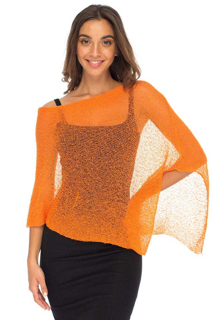 Back From Bali Women's Sheer Poncho Shrug Lightweight Shrug Pullover Sweater