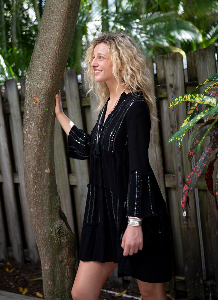 Short Babydoll Embroidered Tunic Dress