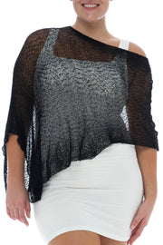 Back From Bali Womens Plus Size Sheer Poncho Shrug - Lightweight Knit Pullover Bolero Sweater 2X 3X 4X