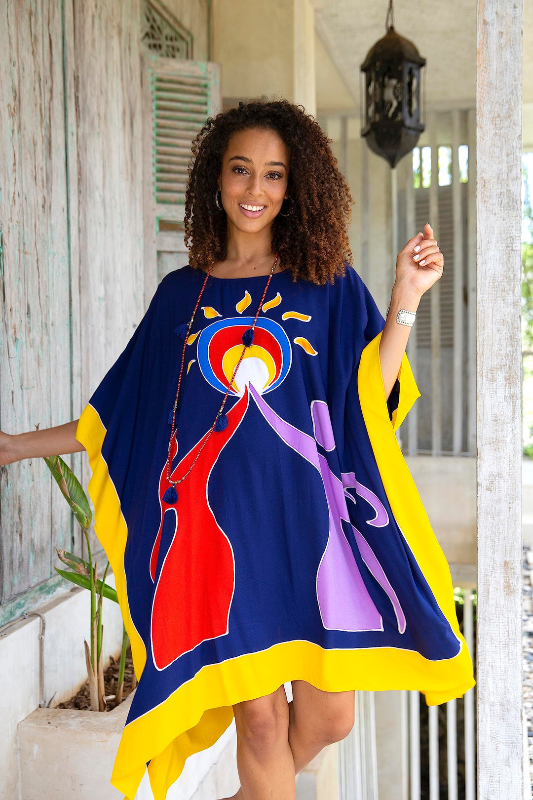 Short Hand Painted Knee Length Caftan