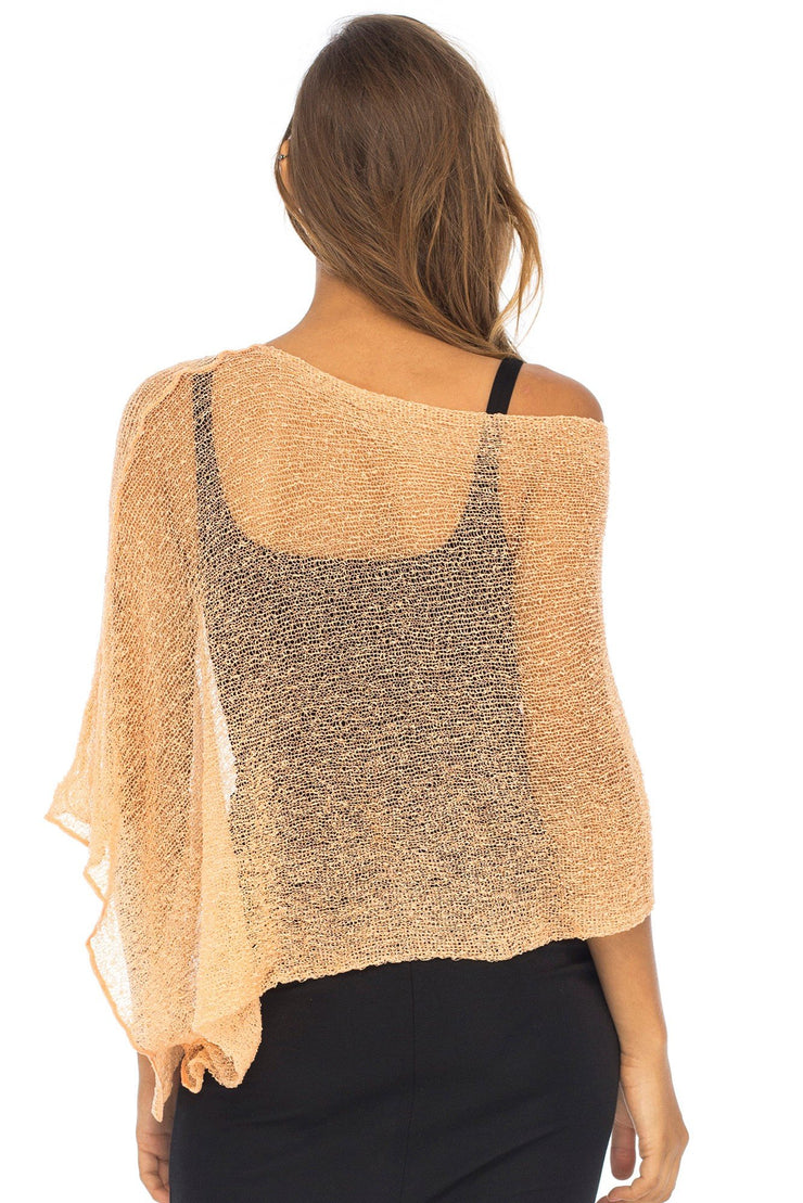 Back From Bali Women's Sheer Poncho Shrug Lightweight Shrug Pullover Sweater