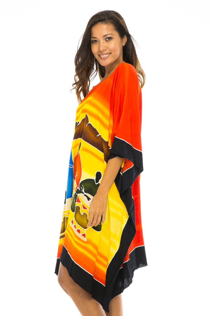 Back From Bali Womens Short African Beach Swim Suit Cover Up Caftan Poncho
