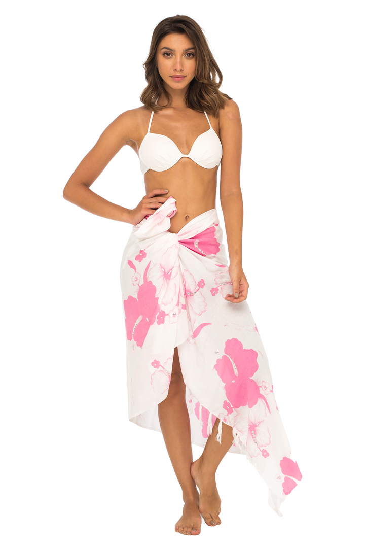 Floral Sequin Hibiscus Sarong Wrap & Coconut Clip