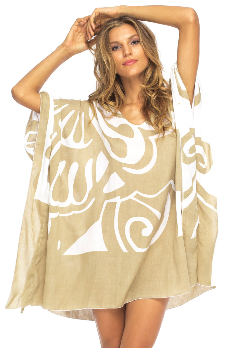 Back From Bali Womens Loose Short Beach Dress Swimsuit Cover Up Caftan