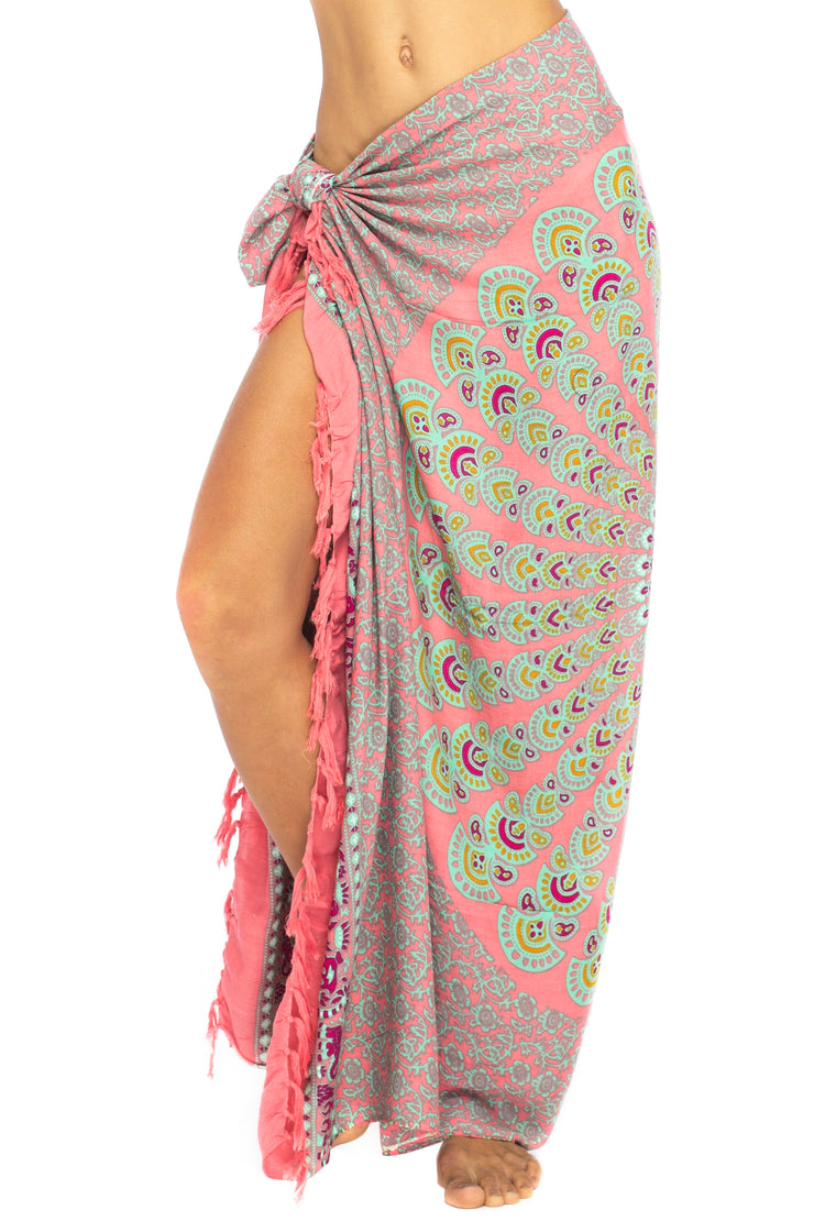 Back From Bali Womens Sarong Beach Swimsuit Bikini Cover up Wrap Peacock & Clip