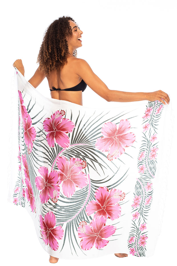 Womens Sarong Wrap Hawaiian Pareo Tropical Rayon Beach Cover Up