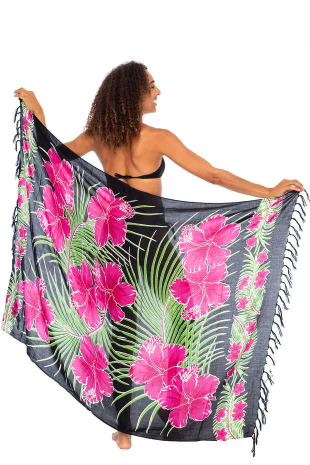 Womens Sarong Wrap Hawaiian Pareo Tropical Rayon Beach Cover Up