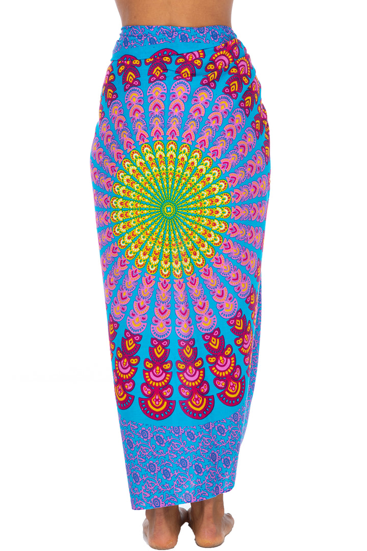 Peacock Print Sarong Cover up Wrap & Clip