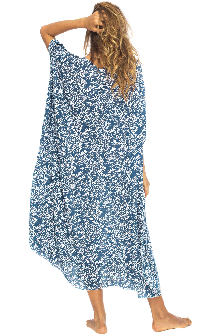 Maxi Floral Print Cover Up Caftan Dress