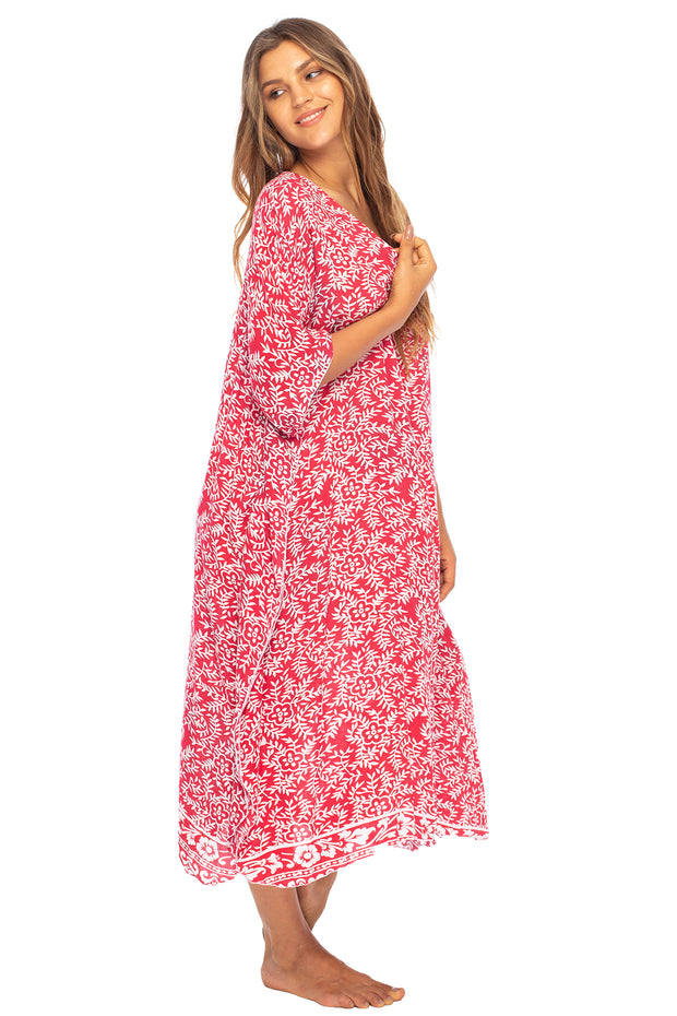 Back From Bali Womens Loose Maxi Long Beach Dress Cover Up Caftan Floral