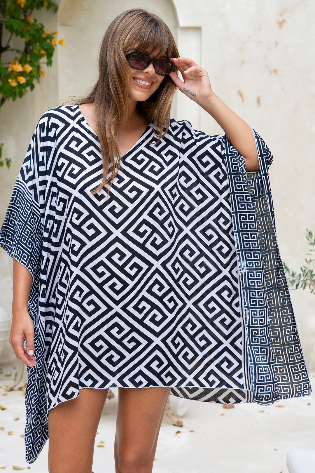 Short Loose Print Cover Up Caftan
