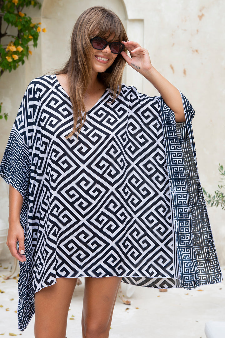 Short Loose Print Cover Up Caftan