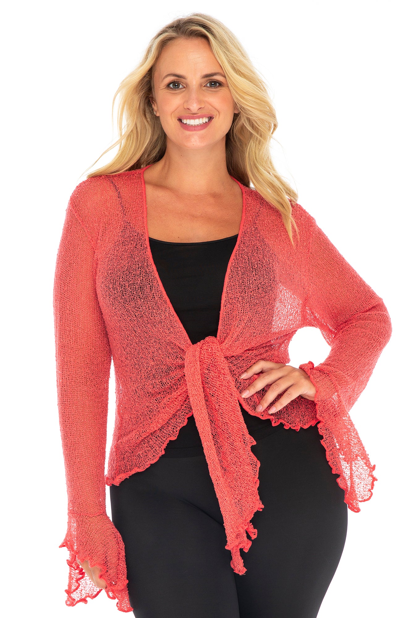 Plus Size Long Bell Sleeved Cropped Cardigan Shrug Back from Bali