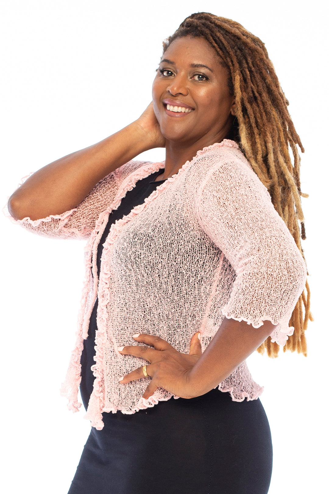 Plus Size Ruffle Tie Front Bolero Cardigan Shrug – Back from Bali