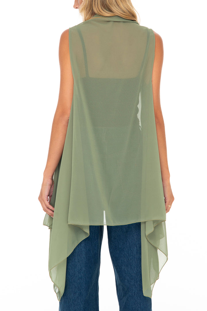 Sleeveless Kimono Sheer Open Front Chiffon Duster