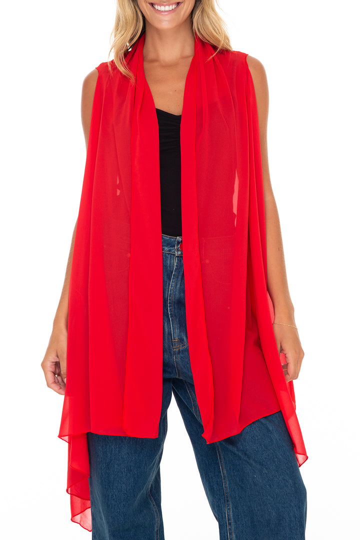 Sleeveless Kimono Sheer Open Front Chiffon Duster