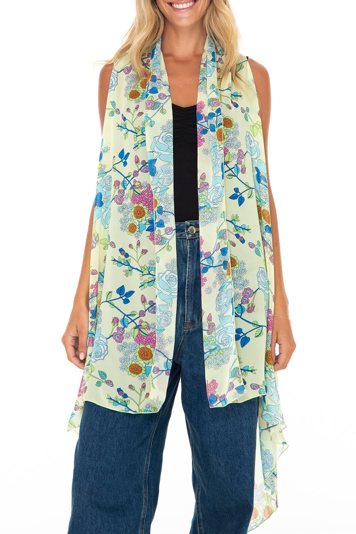 Sleeveless Kimono Sheer Open Front Chiffon Duster