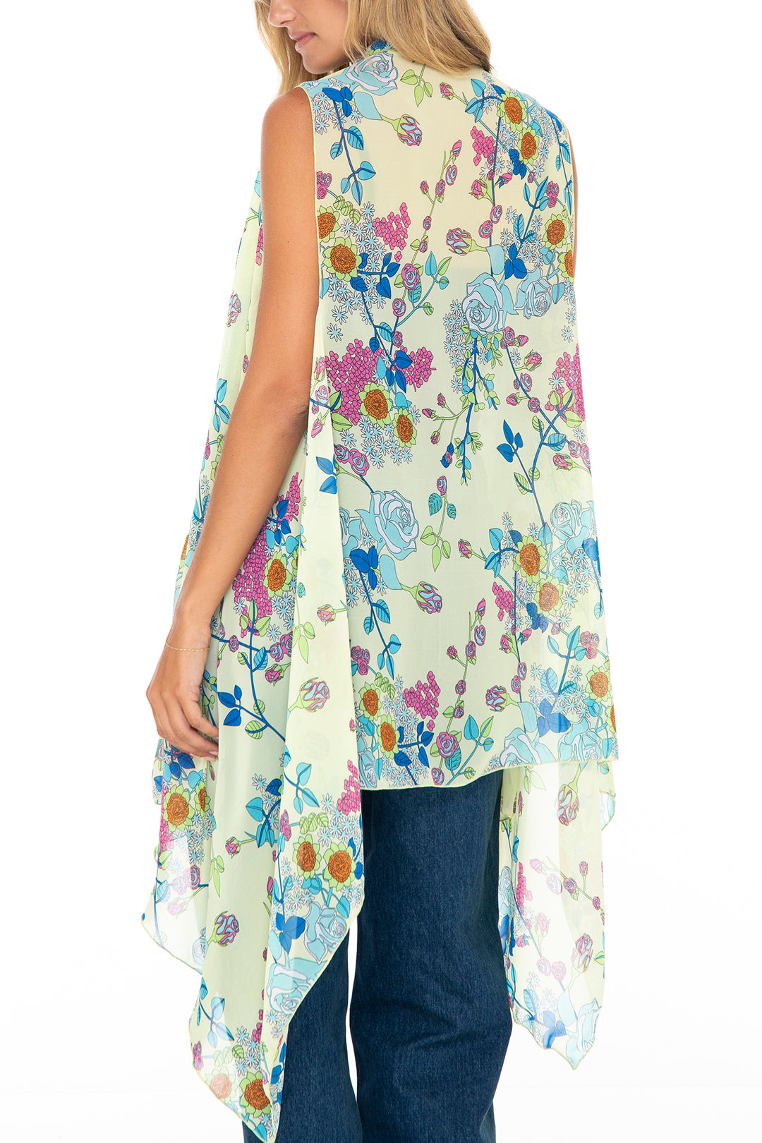 Sleeveless Kimono Sheer Open Front Chiffon Duster