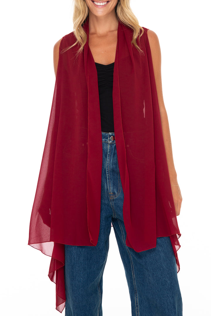 Sleeveless Kimono Sheer Open Front Chiffon Duster