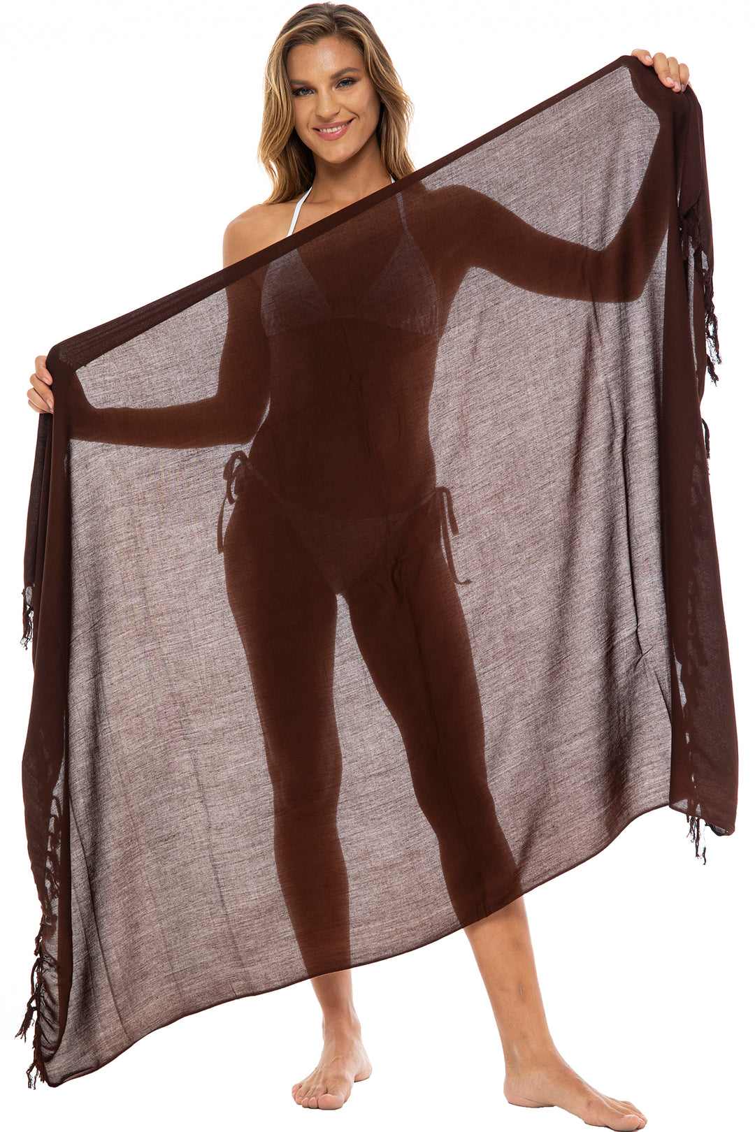 Solid Sarong Cover Up Wrap with Coconut Clip