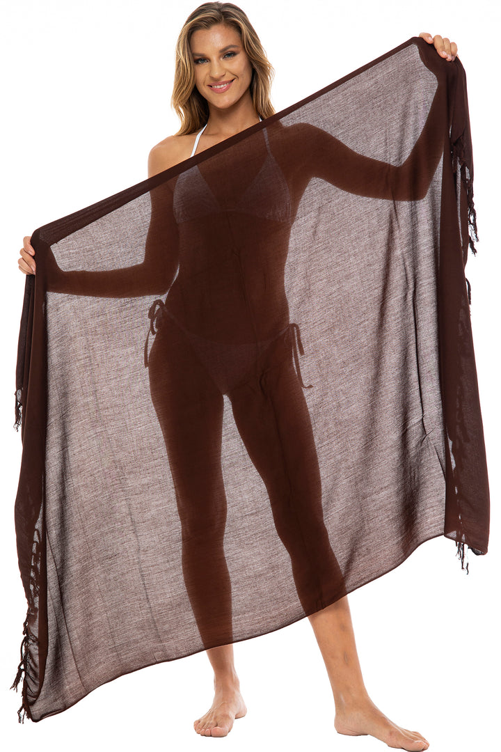 Solid Sarong Cover Up Wrap with Coconut Clip