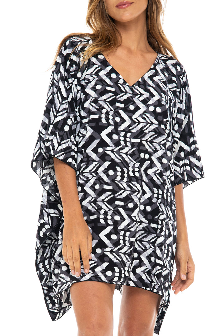 Short Loose Print Cover Up Caftan