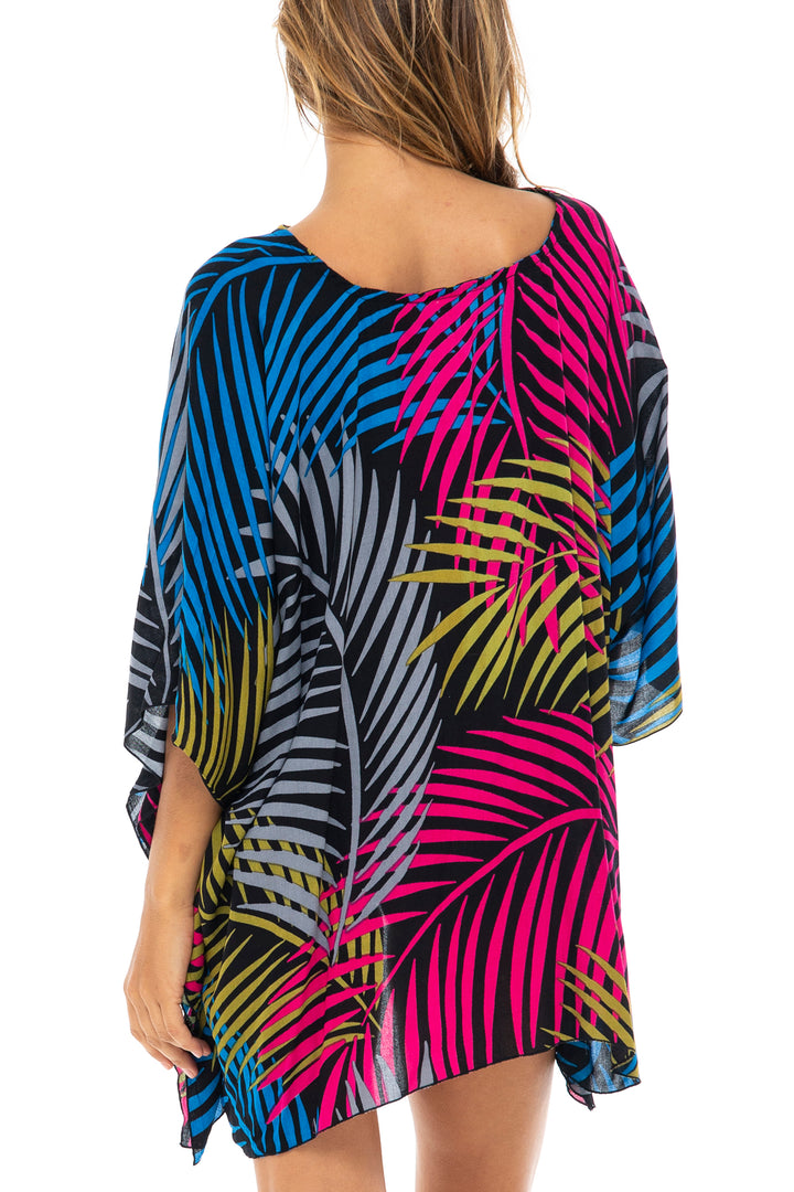 Short Print Poncho Cover Up