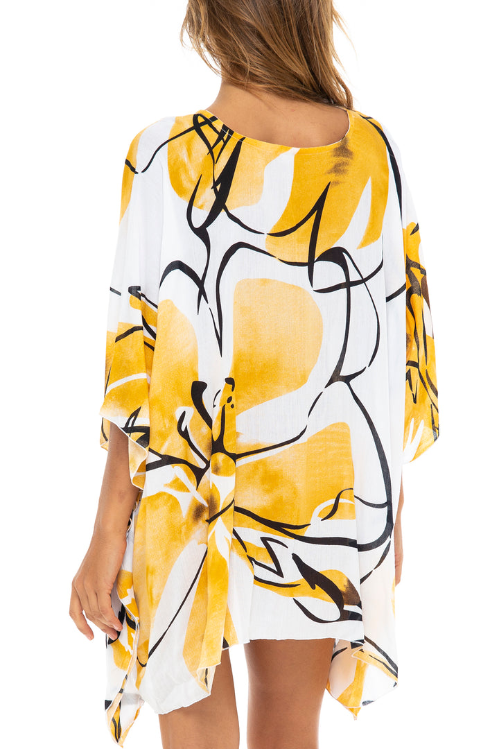 Short Print Poncho Cover Up