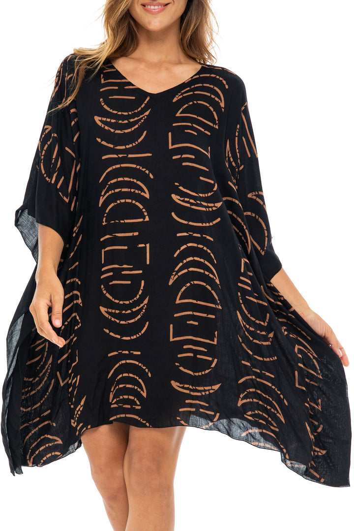 Short Loose Print Cover Up Caftan